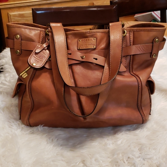 Fossil Handbags - Fossil Brown Leather Satchel 17" Wide, 12" Deep